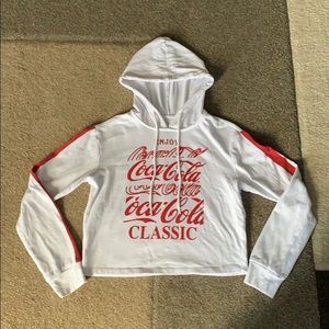 “love tribe” hooded croptop coca-cola sweater